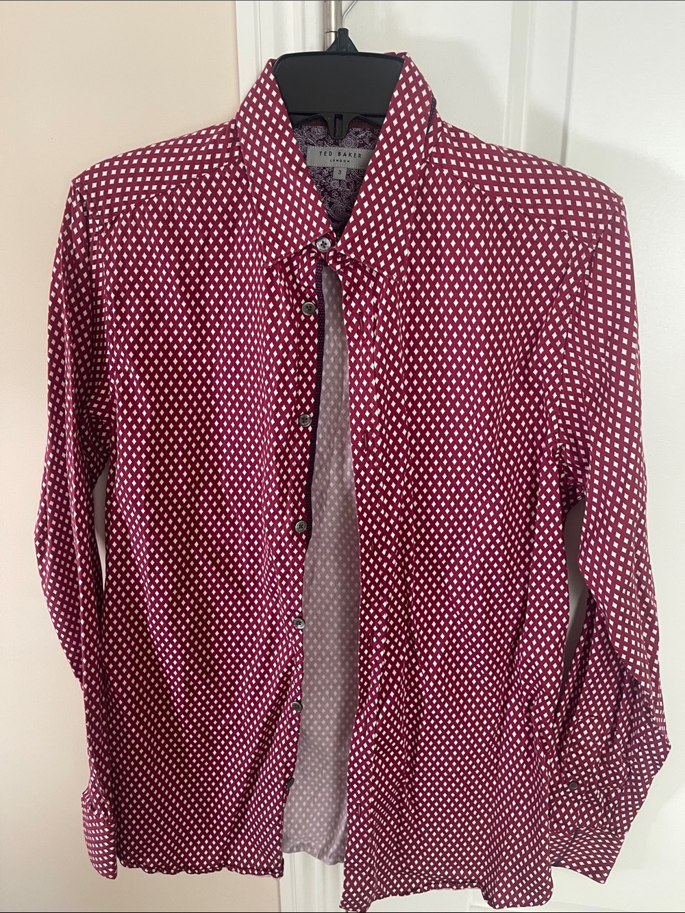 Ted Baker Burgundy Diamond-Print Shirt Jacket